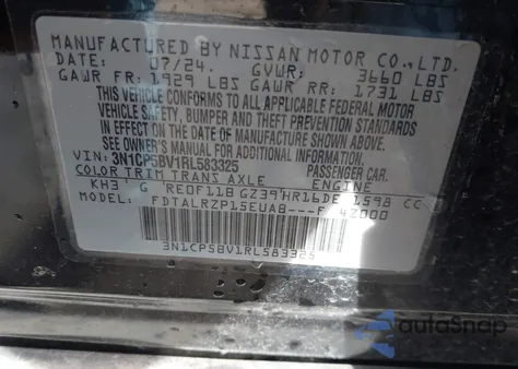 2024 Nissan Kicks S Xtronic Cvt from USA, damaged, VIN 3N1CP5BV1RL583325